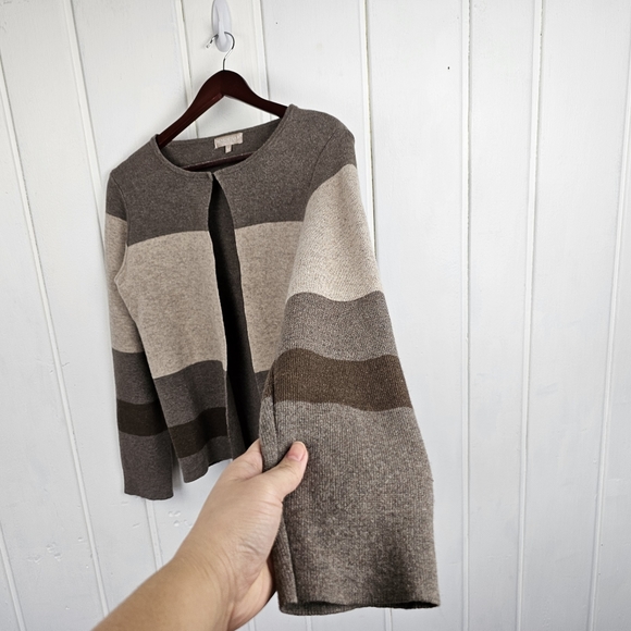 Benedetta B Color Block Black Tan Merino Wool Cashmere Cardigan Sweater Medium - Picture 10 of 12